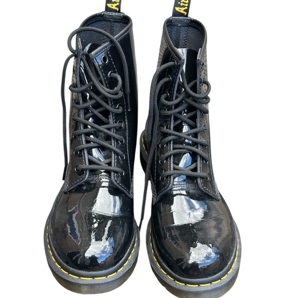 Black Patent Leather Lace-Up Dr. Marten Boots 8M 9L - Picture 2 of 15